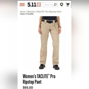 5.11 Tactical Women's TACLITE Pro Ripstop Pant - Tan NWT